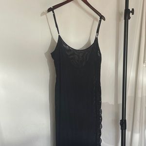 Long Black Vintage Slip Dress
